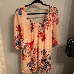 Peach floral short dress